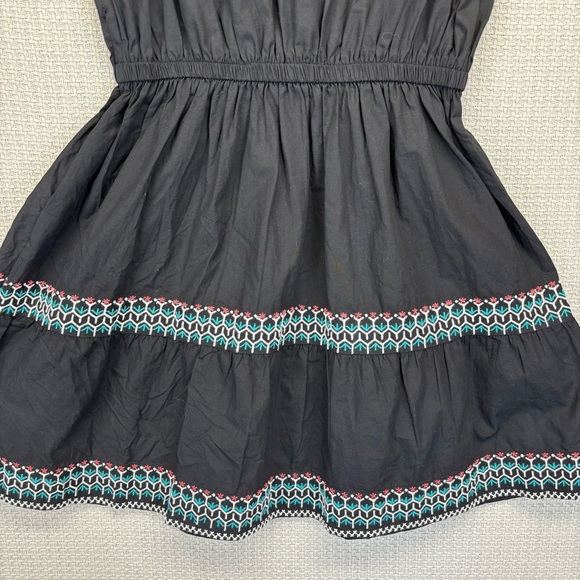 Sundays Mini Black Boho Sleeveless Poplin Dress Women Small Embroidered Belted - Picture 9 of 11